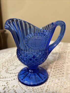 VINTAGE AVON - Fostoria cobalt blue glass - Mount Vernon - small pitcher